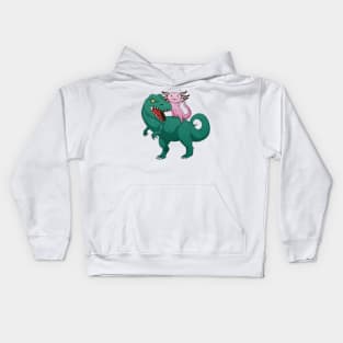 Axolotl riding a T-Rex Kids Hoodie